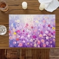 thumbnail image 3 of Watercolor Flowers on Purple Placemats Set of 6,Wipeable Washable Table Mats for Dining Tables, Nature Floral Plant Place Mats for Kitchen Event Party Tabletop Decor, 3 of 9
