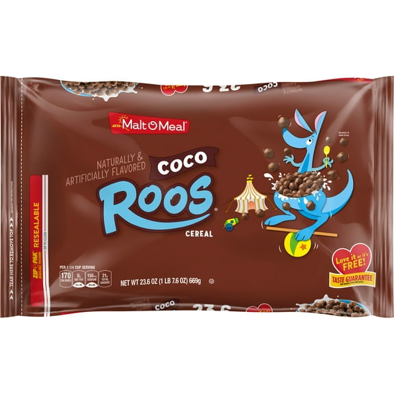 Malt-O-Meal, Family Pack, Crispy, Coco Roos Breakfast Cereal, 23.6 oz Plastic Bag