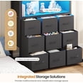 thumbnail image 4 of Aunfebrco Twin Over Twin Low Bunk Bed with 9 Storage Drawers and 1-tier Open Shelf,L-Shaped Bunk Bed with LED Light,Metal Twin Floor Bunk with 13.4''H Safety Guardrail and Inclined Ladder,Black, 4 of 9