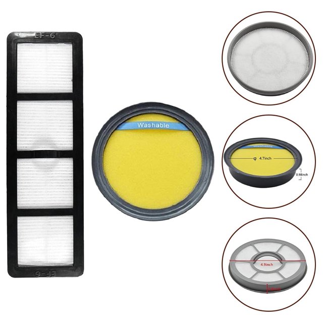 Juego de filtros para Eureka DCF25 y EF6 compatible con SuctionSeal, AirSpeed para 67600 y 69963
