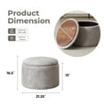 thumbnail image 3 of Modern Round Storage Ottoman, Chenille Ottoman Foot Stools, Ottoman Footstool with Removable Lid, Storage Ottoman for Living Room, Light Gray, 3 of 6
