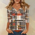 thumbnail image 2 of Women's T Shirt Print 3/4 Sleeve Daily Weekend Fashion Basic V- Neck Regular Top Gray 3XL, 2 of 5