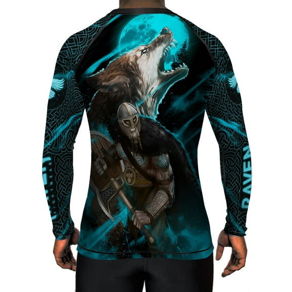 Raven Fightwear Men's Ulfhedinn 2.0 Wolf BJJ Rash Guard MMA Black 2X-Small