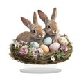 thumbnail image 1 of Tablero decorativo con forma de huevo de conejo de Pascua en 2D con base, ideal como regalo para amigos. Estilo I, 1 of 9
