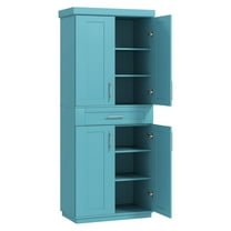 Kitchen Pantry Freestanding Cabinet, Tall Food Storage Cupboard with Doors & Drawer, Adjustable Shelves, Dark Blue