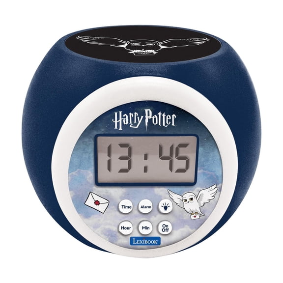 Lexibook, Harry Potter Hedwig Projector Alarm Clock, Star Ceiling Projection, Blue Backlit LCD, 12/24H Display, Nightlight Timer, Snooze Alarm, Dark Blue, RL977HP1