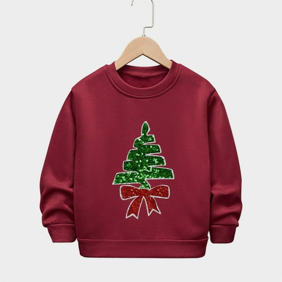 Cowsor Girls Sweatshirts Kids Cute Graphic Crewneck Pullover Tops Xmas Long Sleeve Holiday Shirts