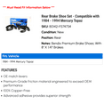 thumbnail image 2 of Rear Brake Shoe Set - Compatible with 1984 - 1994 Mercury Topaz 1985 1986 1987 1988 1989 1990 1991 1992 1993, 2 of 2