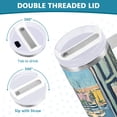 thumbnail image 3 of Yayeee 40oz Stainless Steel Tumbler with Straw and Handle Double-Wall Insulated Travel Water Bottle, Blue Sea Boat, 3 of 8