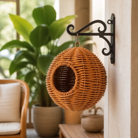Rattan Bird Nest for Cage Natural Woven Hanging Shelter for Parrots and Small Birds 1 Pack