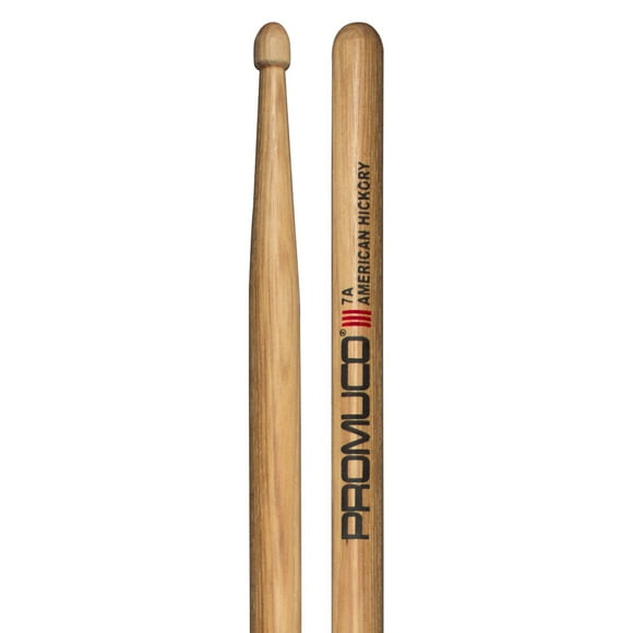 Promuco Percussion Baguettes de Hickory Américain - 7A, Pointe en Bois