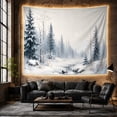thumbnail image 6 of Snowy Creek in Misty Evergreen Forest, Serene Minimalist for Nature Lovers, Tranquil Winter Scene Wall Art, Christmas Gift Tapestry Wall Hanging for Living Room and Bedroom, 6 of 7