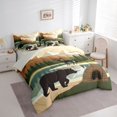thumbnail image 2 of Manfei Wild Bear 7-Piece Twin Bedding,Vintage Animals Bedding Comforter Set,Brown,Light Gray Reversible, 2 of 7
