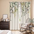 thumbnail image 3 of Kitchen Curtains 84 Inch Length 2 Panels, Eucalyptus Leaves Grommets Window Treatment Curtain, Green Summer Botanical Rustic Thermal Curtains Drapes for Living Room/Bathroom, 3 of 9