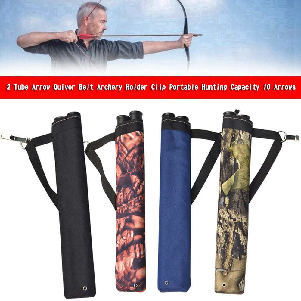 2 Tube Arrow Quiver Belt Archery Holder Clip Portable Hunting Capacity 10 Arrows 