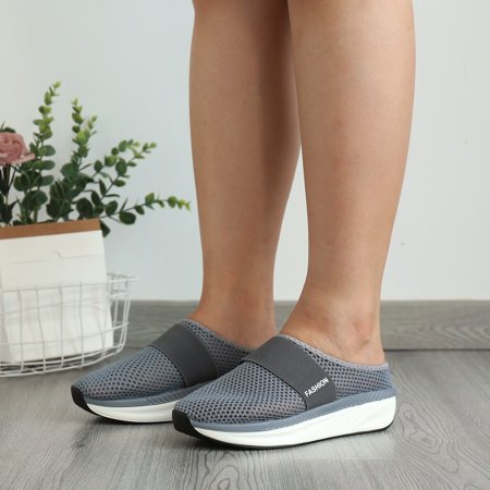 

sebulube Fashion Summer Women Casual Shoes Mesh Surface Breathable Lightweight Wedge Heel Thick Sole
