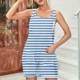 thumbnail image 2 of FAFWYP Women's Summer Sleeveless Adjustable Straps Jumpsuits Stripe Print Casual Loose Stretchy Shorts Rompers Overalls with Pockets, 2 of 5