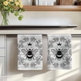 thumbnail image 7 of Vintage Bees Crowns Kitchen Towels Set of 4, Retro Leaves Rings Gray Wooden Absorbent Dish Towels for Kitchen, Microfiber Hand Towel, Quick Drying Tea Towel for Cleaning Decorative Dishcloths, 7 of 7