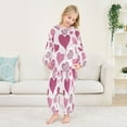 thumbnail image 5 of Fluffy Pajamas Set Fuzzy Winter Warm Pj Sets Pullover Tops and Long Pants Pink and Maroon Hearts Medium, 5 of 8