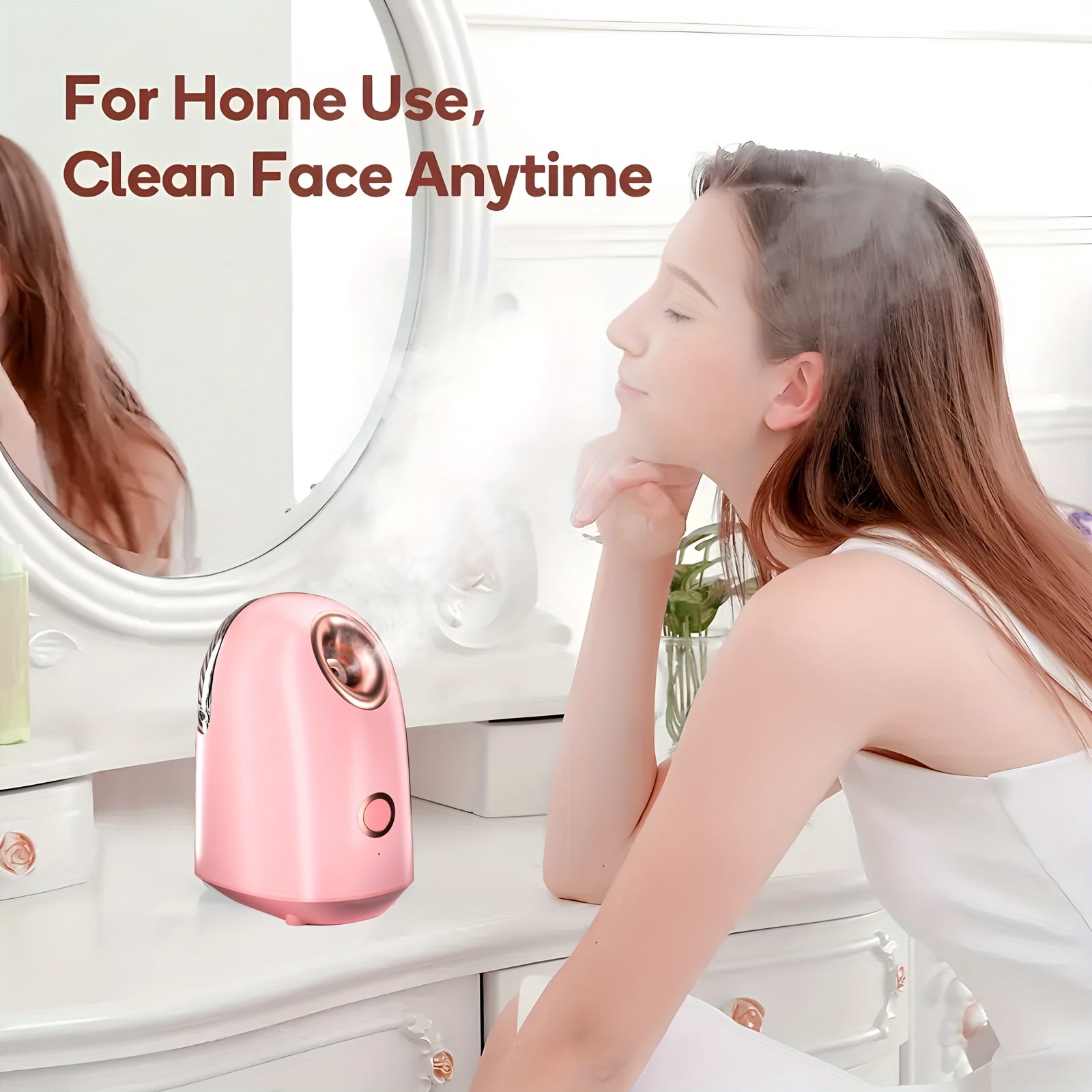 Nano Ionic Facial Steamer - Hot Mist Humidifier with One-Touch Start for Deep Moisturizing, Home Spa Face Hydration Beauty Instrument, Ideal Gift for Women