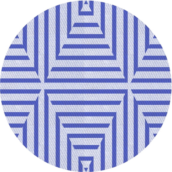Ahgly Company Indoor Round Patterned Heavenly Blue Area Rugs, 4' Round