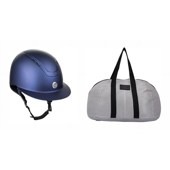 TuffRider Guardian Matte Wide Brim Helmet L Navy with BONUM Helmet Bag with Assorted Color