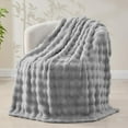 thumbnail image 4 of Evlmd Dark Grey Fleece Throw Blanket Twin Size 60"x 80", 3D Bubble Blankets & Throws for Couch/Beds, Fuzzy and Cozy Blanket, 4 of 10
