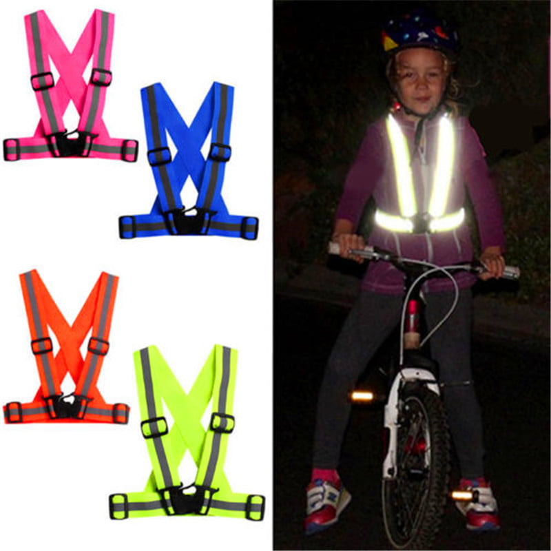 1 Reflective Safety Belt Vest Adjustable High Visibility for Run Walk Bicycle 