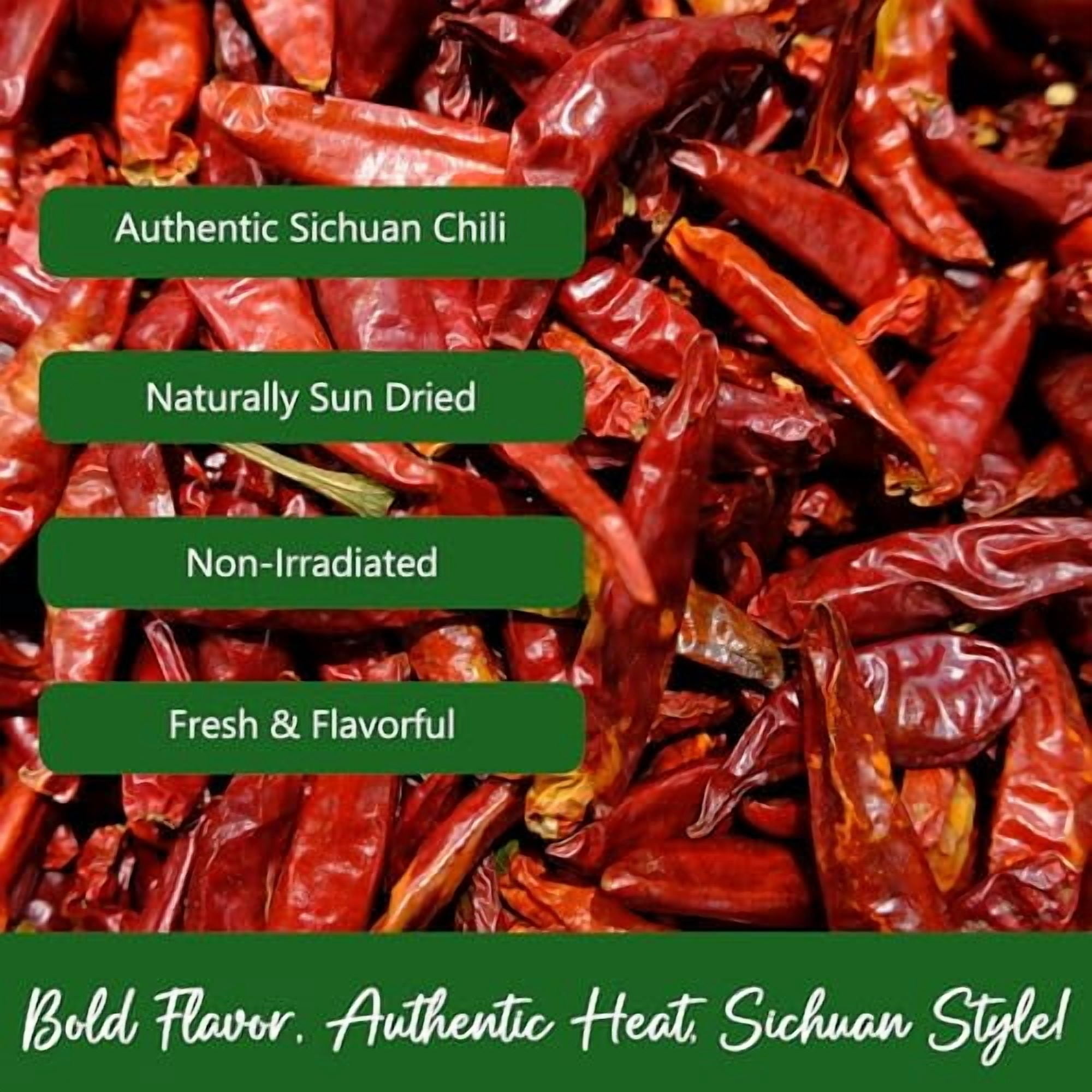NPG Whole Dried Sichuan Red Chili Peppers 5 lb, Mild, Capsicum Annuum Used in Mexican, Chinese, Thai Dishes, Premium Szechuan Dried Red Chilies
