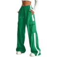 thumbnail image 3 of Letdown Unissex Cargo Pants Elastic Waist Jogger Pants with Pockets Parachute Pants Casual Loose Streetwear for Girl Boy (Green,14-15 years), 3 of 6