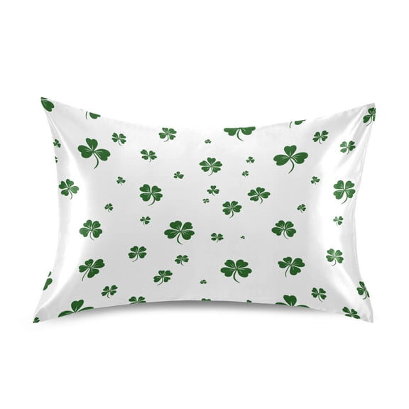 Ryvnso Satin Pillowcase Leaf Clover Pillow Cases Standard Size 26x20in