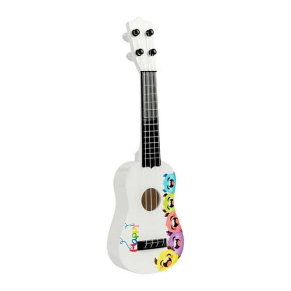 Kids Hippopotamus Pattern Ukulele Guitar Toy Musical Instrument For Early Education Plastic Simulation Playable With Color Picks Learning Gift