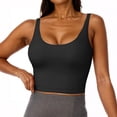 thumbnail image 2 of Trendy Queen Women's Tank Tops Double Lined Crop Sleeveless Going Out Camisole Women's Soft Stretch Tank Tops with Double Lined Construction Black L, 2 of 7