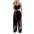 thumbnail image 1 of Moda Mujer Casaul Verano Sin Mangas Estampado Corto Camis Top + Conjunto de Pantalón Largo Odeerbi  ODB-6, 1 of 9