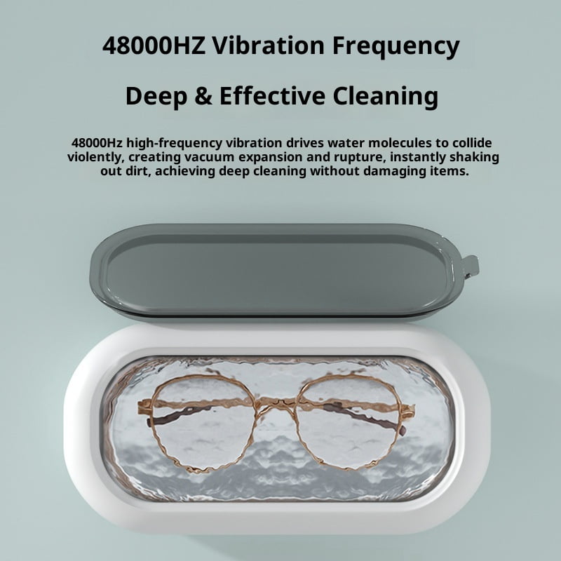 Ultrasonic Jewelry Cleaner, 48KHz Ultrasonic Cleaner Machine for Jewelry, Glasses, Rings, Retainers, Watch Strap, Dentures, 304 Stainless Steel 12.32oz Cleaning Pod