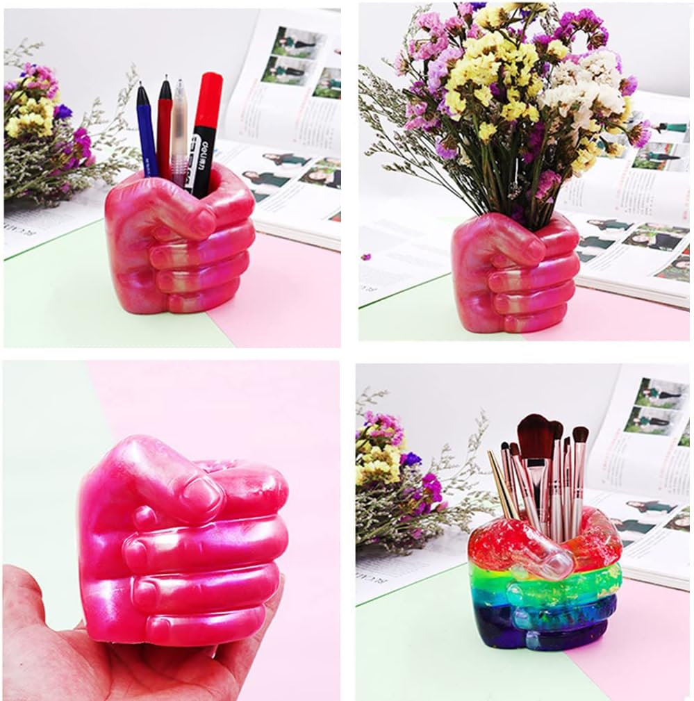 ABCISI Hand Shape Resin Mold, Flower Pots Silicone Mold for Concrete, Fist Epoxy Mold for Jewelry Container Pen Holder Plant Pot, Home Decor (Left Fist)