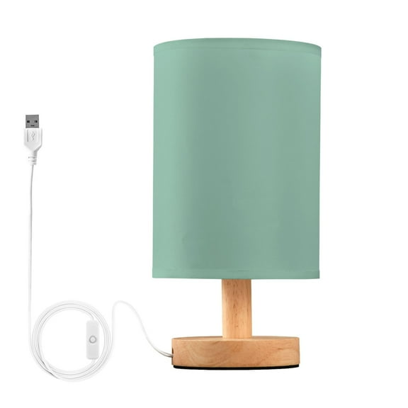 Bedside Desk Lamp LED Green Blue Table Nightstand Lamps Warm Light Fabric Lampshade for Home Bedroom Office Living Room Decor