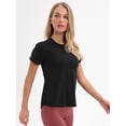 thumbnail image 3 of Women's Short Sleeve Round Neck Tie Back Yoga Running Top T-Shirts, 3 of 7