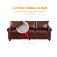 thumbnail image 5 of 3-Seater Sofa, Upholstered PU Leather Sofa Chair with Storage Drawer, Wood Legs, Large Back, Nail Decoration, 82.68"  Modern Accent Sofa Couch for Living Room, Guest Room, Burgundy, 5 of 8