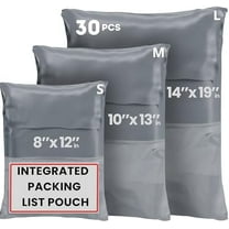 Poly Mailers Shipping Bags (30 Pack) — Self-Seal Plastic Mailing Envelopes, 3 Sizes incl. 8x12, poly mailers 10x13 & 14x19 — Tear & Water-Resistant Plastic Shipping Bags for Clothing Not Padded, Grey