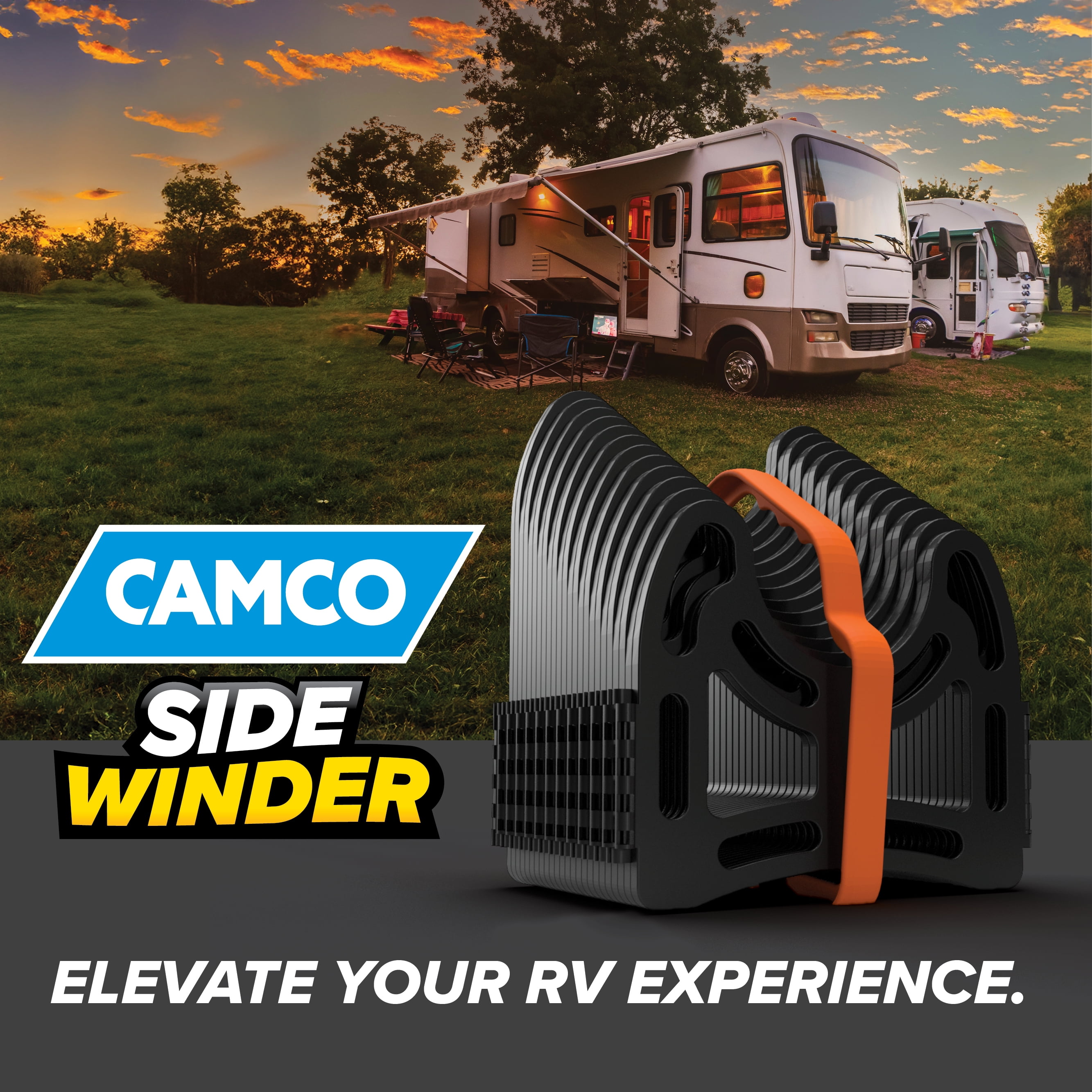 (2 pack) Camco Sidewinder 10-foot RV Sewer Hose Support - Black, Plastic (43031)
