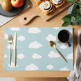 thumbnail image 2 of Clouds Placemats Set of 2, Cartoon Minimalist Washable Wipeable Table Mats for Dining Tables, Indoor Outdoor Kitchen Place Mats for Holiday Party Table Decor, 2 of 9
