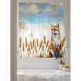 thumbnail image 2 of Sheer Curtains 63 inches Long 2 Panels Set Wheat Ear Fox Fall Thanksgiving Daisy Sky Animal Tiers Sheers Rod Pocket Small Window Short Curtains for Kitchen Cafe, Each 52" W x 63" L, 2 of 7
