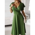 thumbnail image 3 of Asyoly  Wedding Guest Dresses for Women 2023 Deep V Neck Midi Rehearsal Dinner Long Dresses High Waist A Line  Dress, 3 of 6