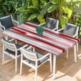 thumbnail image 2 of Red Pink Gray Stripes Table Cloths for 5 Foot Rectangle Tables, Modern Abstract Minimalist Retro Patio Waterproof Elastic Fitted Tablecloths, Washable Rectangular Table Cover for Camping, 2 of 8