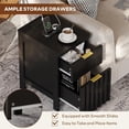thumbnail image 6 of LAZZO Narrow Nightstands Set of 2, 11.8" Modern Fluted End Tables with Drawers & Charging Station for Living Room & Bedroom, Black, 6 of 9