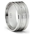 thumbnail image 1 of Mens Sterling Silver 925 Ring Milgrain Wedding Band Grooved Comfort-Fit 9MM, 1 of 3