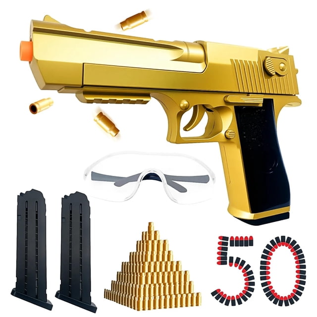 Pistola de juguete Awadas Gold Edition con 50 balas de espuma y goggles