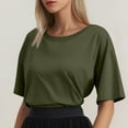 thumbnail image 6 of Conairie Oversized Shirts for Women Casual Loose Crew Neck Short Sleeve T Shirts Solid Fashion Dressy Breathable Work Tee Pullover Outfits Army Green XXXL, 6 of 7
