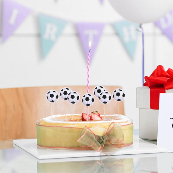PBPBOX Creative Football Cake Toppers White Wooden and Paper for Beautiful Cake Decoration